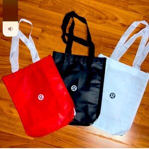 Brand new, Never used Lululemon small reusable shopper *Black *Red *White